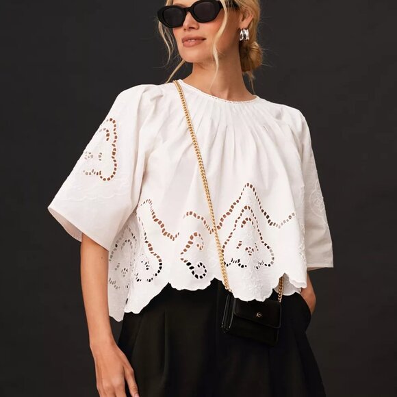 Forever That Girl Scalloped Eyelet Blouse, Never Worn - Picture 1 of 6